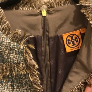 Tory Burch Natalya Tweed Boucle Fringe Dress, sz 6